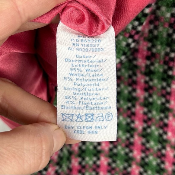 BODEN Women's Pencil Skirt Size 6 Notre Dame Pink Green Black Check Wool Blend - Picture 7 of 8